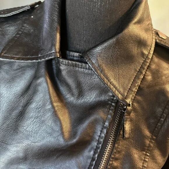 Max Studio Faux Leather Biker Jacket | Classic Moto Style - Picture 3 of 10